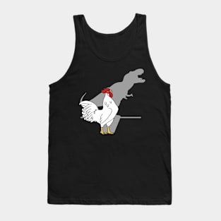 t-rex shadow white rooster crowing Tank Top